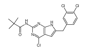 2-pivaloylamino-4-chloro-6-(3,4-dichlorobenzyl)-pyrrolo[2,3-d]pyrimidine结构式