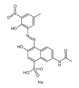 sodium 7-(acetylamino)-3-hydroxy-4-[(2-hydroxy-5-methyl-3-nitrophenyl)azo]naphthalene-1-sulphonate Structure