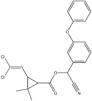 氰基(3-苯氧基苯基)甲基3-(2,2-二氯乙烯基)-2,2-二甲基环丙烷羧酸酯结构式