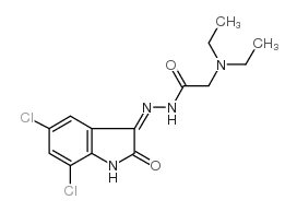Glycine, N,N-diethyl-, (5,7-dichloro-1,2-dihydro-2-oxo-3H-indol-3-ylid ene)hydrazide, (Z)- Structure