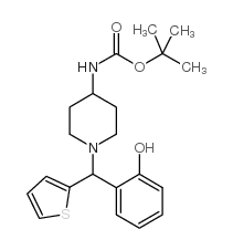 4-(Boc-氨基)-1-[(2-羟基苯基)(噻吩-2-基)甲基]哌啶结构式