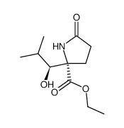 ethyl 2-((1S)-1-hydroxy-2-methylpropyl)-5-oxo-D-prolinate结构式