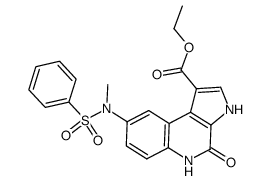 8-(benzenesulfonyl-methyl-amino)-4-oxo-4,5-dihydro-3H-pyrrolo[2,3-c]quinoline-1-ethyl carboxylate结构式