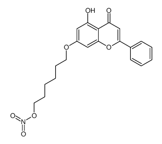 6-(5-羟基-4-氧代-2-苯基-4H-色烯-7-基氧基)硝酸己酯结构式