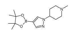 1-甲基-4-[4-(四甲基-1,3,2-二氧硼杂环戊烷-2-基)-1H-吡唑-1-基]哌啶结构式