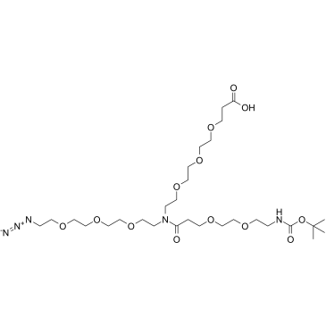 N-(Azido-PEG3)-N-(PEG2-NH-Boc)-PEG3-acid结构式