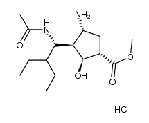 (-)-methyl (1S,2S,3R,4R)-3-[(1S)-1-(acetylamino)-2-ethylbutyl]-4-amino-2-hydroxycyclopentanecarboxylate hydrochloride结构式