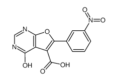 4-hydroxy-6-(3-nitrophenyl)furo[2,3-d]pyrimidine-5-carboxylic acid结构式