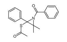 S-(1-benzoyl-3,3-dimethyl-2-phenylaziridin-2-yl) ethanethioate结构式