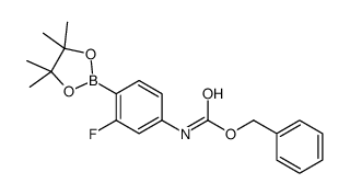 (3-氟-4-(4,4,5,5-四甲基-1,3,2-二氧硼杂环戊烷-2-基)苯基)氨基甲酸苄酯结构式