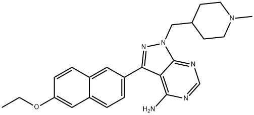 3-(6-ethoxynaphthalen-2-yl)-1-((1-methylpiperidin-4-yl)methyl)-1H-pyrazolo[3,4-d]pyrimidin-4-amine Structure