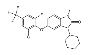 5-<(2-chloro-α,α,α,6-tetrafluoro-p-tolyl)oxy>-3-cyclohexyl-1-methylindolin-2-one Structure