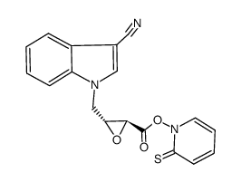 2-thioxopyridin-1(2H)-yl (2S,3R)-3-((3-cyano-1H-indol-1-yl)methyl)oxirane-2-carboxylate结构式