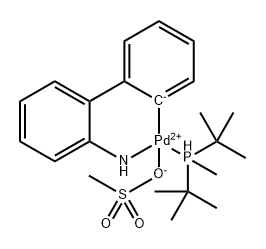 甲磺酸钠(二叔丁基)甲基膦基(2-氨基-1,1-联苯-2-基)钯(II)结构式