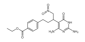4-[3-(2,4-diamino-6-oxo-1,6-dihydropyrimidin-5-yl)-4-nitrobutyl]benzoic acid ethyl ester结构式