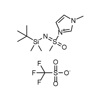 3-(N-(叔丁基二甲基甲硅烷基)-S-甲基磺酰亚胺基)-1-甲基-1H-咪唑-3-三氟甲磺酸鎓结构式
