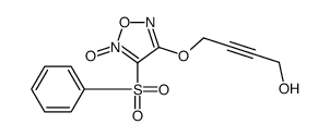 4-[[4-(benzenesulfonyl)-5-oxido-1,2,5-oxadiazol-5-ium-3-yl]oxy]but-2-yn-1-ol结构式