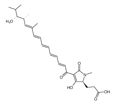 2,5-Dihydro-3-hydroxy-4-(13-hydroxy-10,12,14-trimethyl-1-oxo-2,4,6,8,10-pentadecapentenyl)-1-methyl-5-oxo-1H-pyrrole-2-propanoic acid结构式