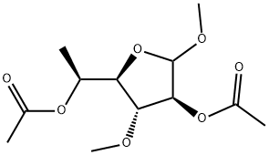 Methyl 6-deoxy-3-O-methyl-L-galactofuranoside diacetate Structure