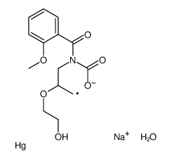 sodium [3-[carboxylato-(2-methoxybenzoyl)amino]-2-(2-hydroxyethox y)propyl]mercury hydrate Structure