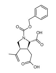 (2S,3S,4S)-N-(benzyloxycarbonyl)-2-carboxy-4-(1-methylethenyl)pyrrolidine-3-acetic acid Structure
