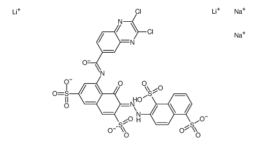 2-[[8-[[(2,3-dichloroquinoxalin-6-yl)carbonyl]amino]-1-hydroxy-3,6-disulpho-2-naphthyl]azo]naphthalene-1,5-disulphonic acid, lithium sodium salt Structure