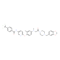 N-(6-(4-((2-(4-(苯并[D][1,3]二氧杂环戊烯-5-基甲基)哌嗪-1-基)-2-氧代乙基)(甲基)氨基)-2-甲基苯氧基)吡啶-3-基)-4-(三氟甲基)苯甲酰胺图片