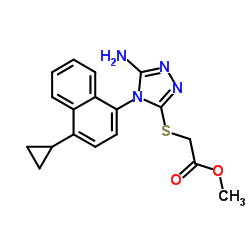 Acetic acid, 2-[[5-amino-4-(4-cyclopropyl-1-naphthalenyl)-4H-1,2,4-triazol-3-yl]thio]-, methyl ester Structure