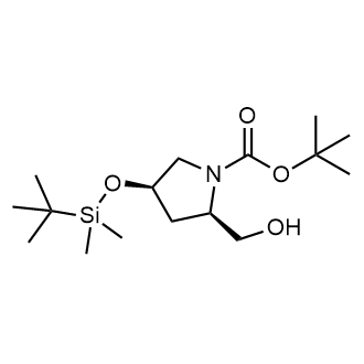 (2R,4R)-4-((叔丁基二甲基甲硅烷基)氧基)-2-(羟甲基)吡咯烷-1-羧酸叔丁酯结构式