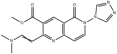 2-[(E)-2-(二甲基氨基)乙烯基]-5-氧代-6-(4H-1,2,4-三唑-4-基)-5,6-二氢-(口+奈)啶-3-甲酸甲酯结构式