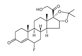 6-α-氟-21-羟基-16α,17α-异亚丙基二氧基孕甾-4-烯-3,20-二酮结构式