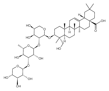 hederagenin 3-O-β-D-xylosyl(1->3)-α-L-rhamnosyl(1->2)-α-L-arabinoside Structure