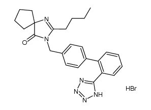 2-n-butyl-3-[[2'-(1H-tetrazol-5-yl)biphenyl-4-yl]methyl]-1,3-diazaspiro[4.4]non-1-en-4-one hydrobromide Structure