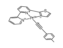 [Pt(CCC6H4-4-CH3)(6-(2-thienyl)-2,2'-bipyridine)(1-)]结构式
