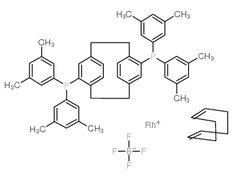 (R)-(-)-4,12-双(二-3,5-二甲苯基膦基)[2.2]对环phane(1,5-环辛二烯)四氟硼酸铑(I)结构式