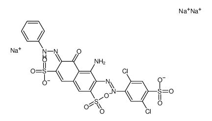 trisodium 4-amino-3-[(2,5-dichloro-4-sulphonatophenyl)azo]-5-hydroxy-6-(phenylazo)naphthalene-2,7-disulphonate structure