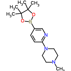 2-(4-甲基哌嗪-1-基)吡啶-5-硼酸频那醇酯结构式