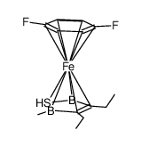 (η6-1,4-difluorobenzene)(η5-3,4-diethyl-2,5-dihydro-2,5-dimethyl-1,2,5-thiadiborolene)iron Structure
