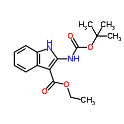 3-(乙氧基羰基)-1H-吲哚-2-氨基甲酸叔丁酯结构式