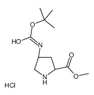 (2R,4S)-Methyl4-((tert-butoxycarbonyl)amino)pyrrolidine-2-carboxylatehydrochloride结构式
