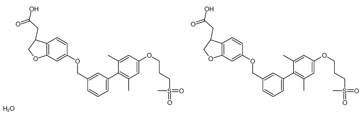 (3S)-6-[[2',6'-二甲基-4'-[3-(甲基磺酰基)丙氧基][1,1'-联苯]-3-基]甲氧基]-2,3-二氢-3-苯并呋喃乙酸半水合物结构式