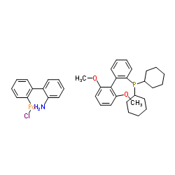 氯(2-二环己基膦基-2',6'-二甲氧基-1,1'-联苯基)(2'-氨基-1,1'-联苯-2-基)钯(II)结构式