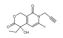 (S)-4-Ethyl-4-hydroxy-6-iodo-3-oxo-7-propargyl-1H-pyrano[3,4-c]-8-pyridone结构式