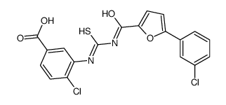 4-氯-3-[[[[[5-(3-氯苯基)-2-呋喃]羰基]氨基]硫氧代甲基]氨基]-苯甲酸结构式