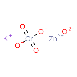 potassium, dioxido-dioxo-chromium, oxygen(-2) anion, zinc(+2) cation structure