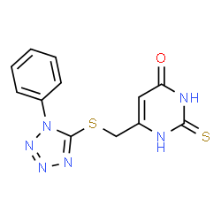 2-mercapto-6-{[(1-phenyl-1H-tetraazol-5-yl)thio]methyl}-4-pyrimidinol structure