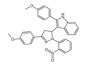 2-(4-methoxyphenyl)-3-[5-(4-methoxyphenyl)-2-(2-nitrophenyl)-3,4-dihydropyrazol-3-yl]-1H-indole结构式