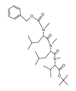 N-(Benzyloxycarbonyl)-N-methyl-(S)-leucyl-N-methyl-(S)-leucyl-N-methyl-(S)-valin-tert-butylester结构式