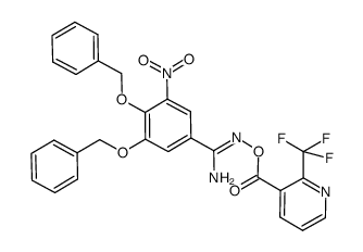 3,4-bis(benzyloxy)-5-nitro-N'-(2-(trifluoromethyl)nicotinoyloxy)benzimidamide Structure