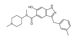 5-[N-(1-methylpiperidin-4-yl)-N-methylaminocarbonyl]-3-(3-methylbenzyl)-6-hydroxy-1H-indazole结构式